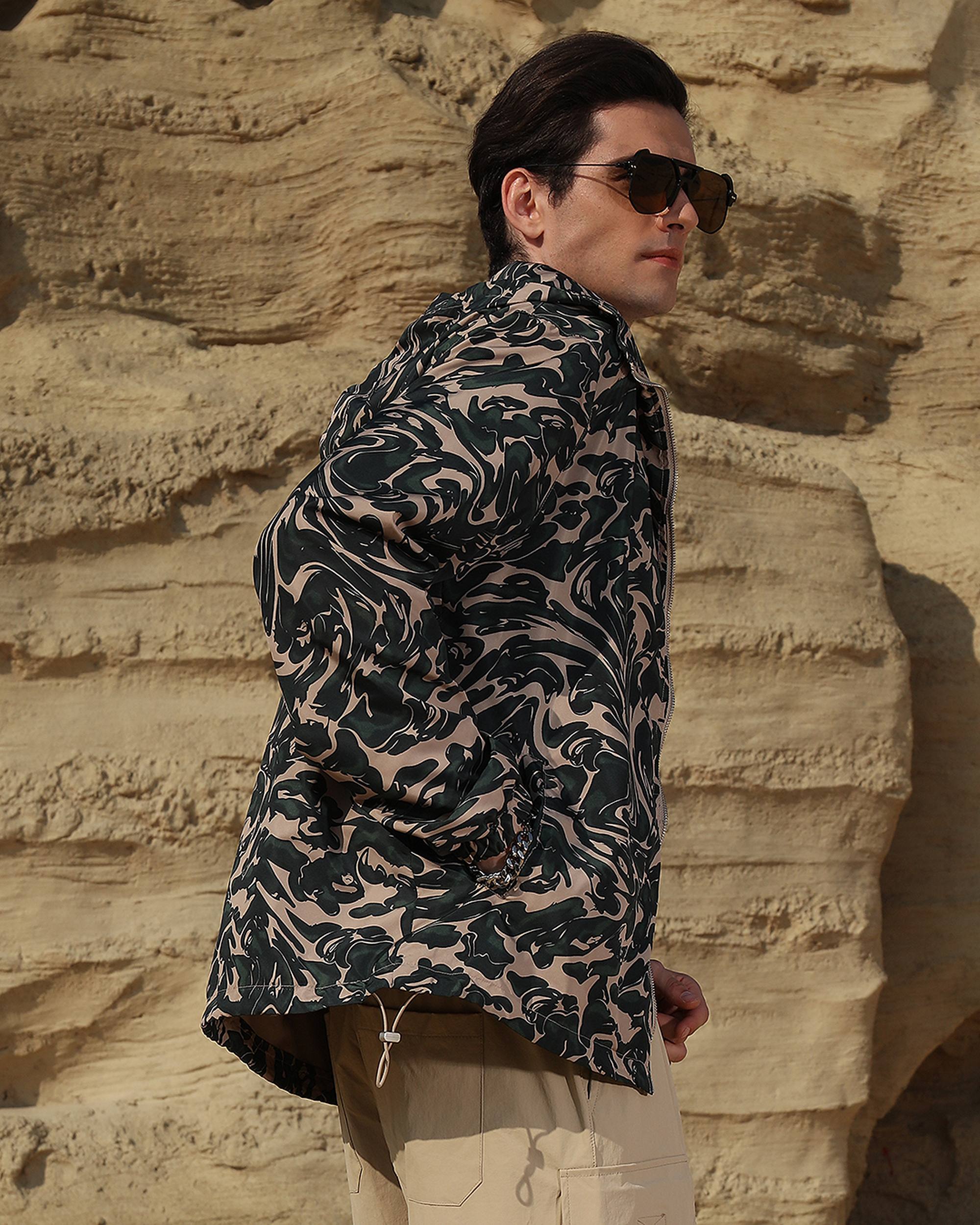 Logeqi® Men’s Marble Pattern Windbreaker Jacket