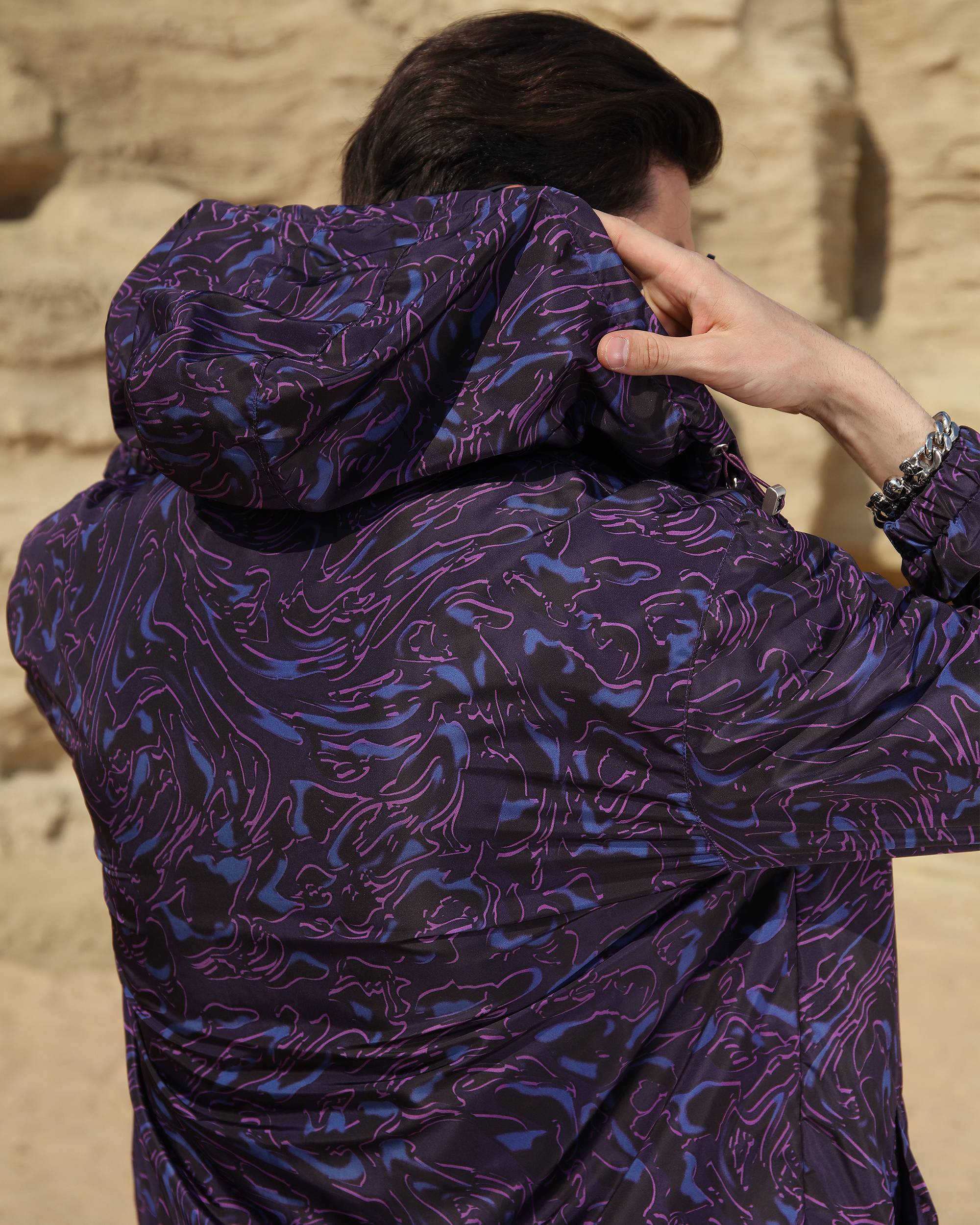 Logeqi® Men’s Marble Pattern Windbreaker Jacket
