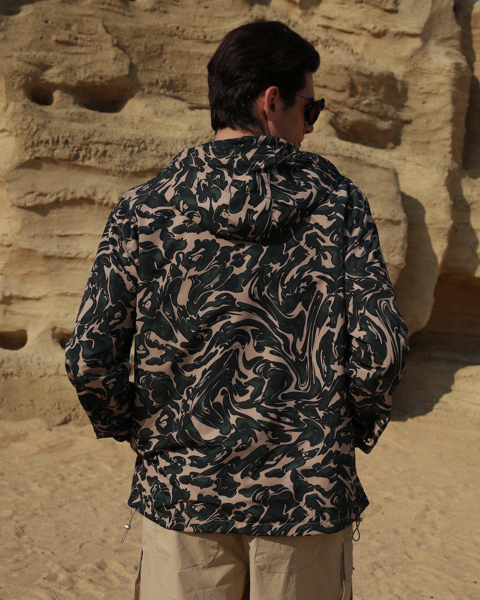 Logeqi® Men’s Marble Pattern Windbreaker Jacket