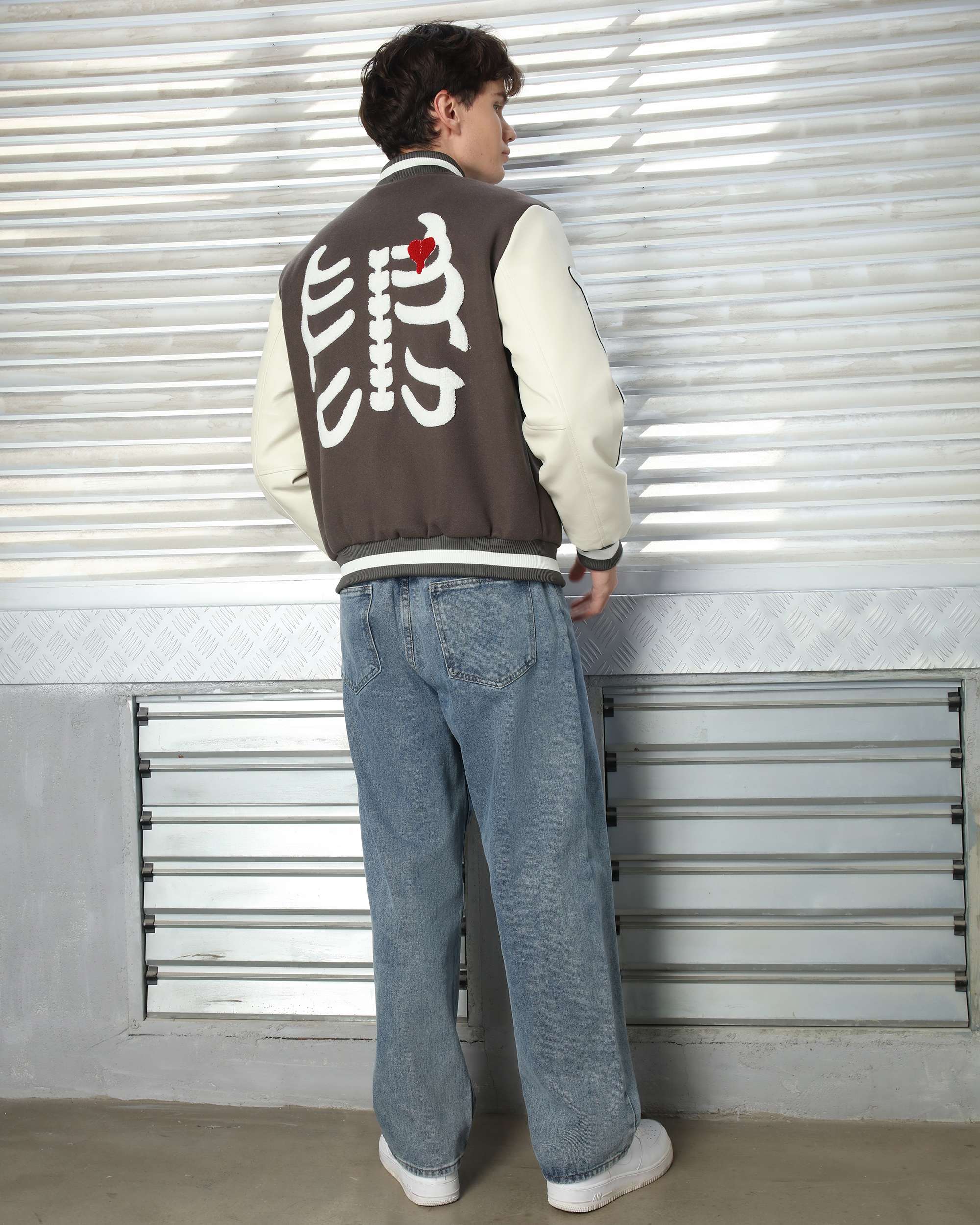 Men’s Skeleton Baseball Varsity & Letterman Jackets with Heart Patch