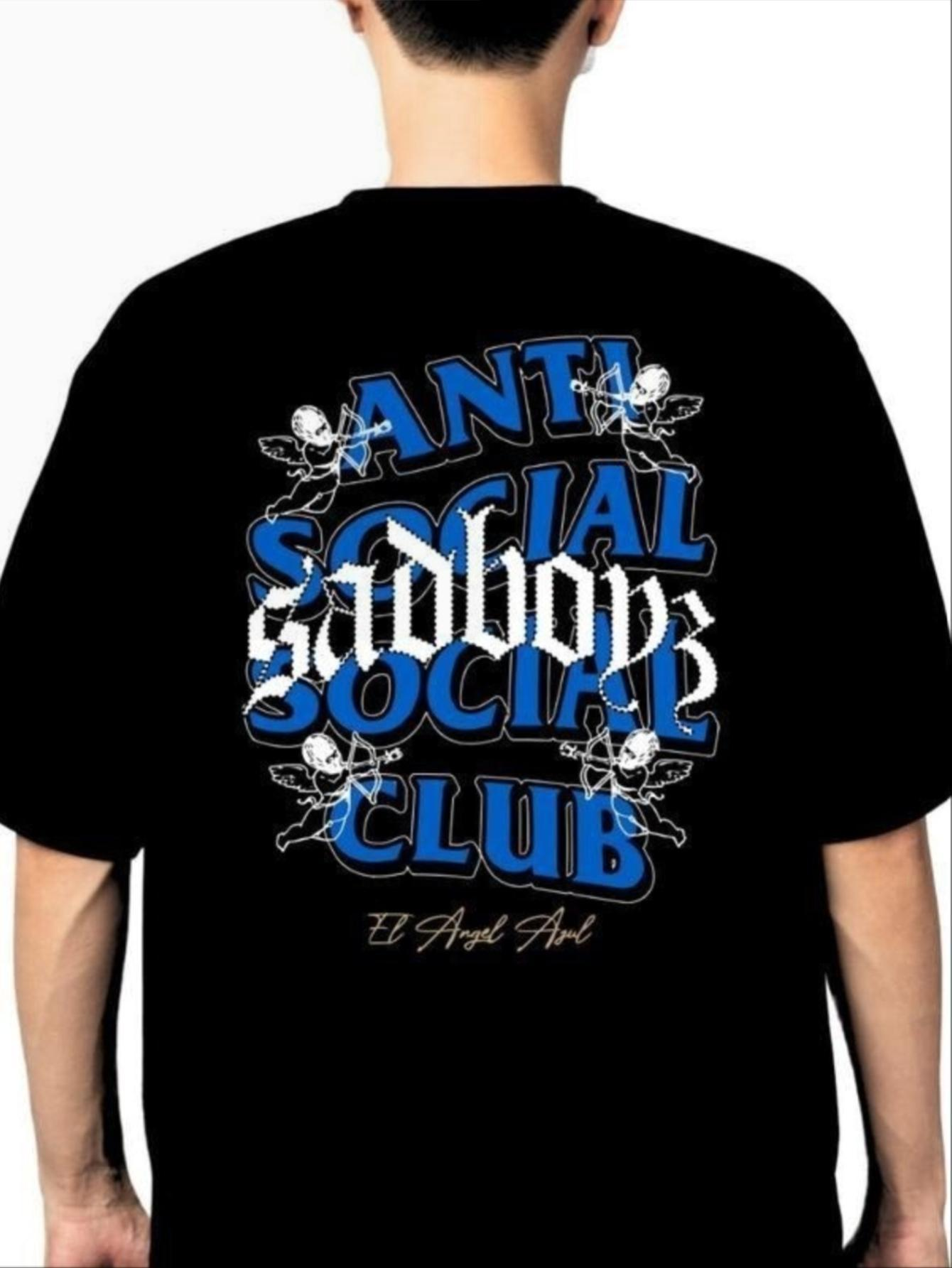 Streetwear Oversized Gothic Graphic Tees with Lettering & Skull Angel