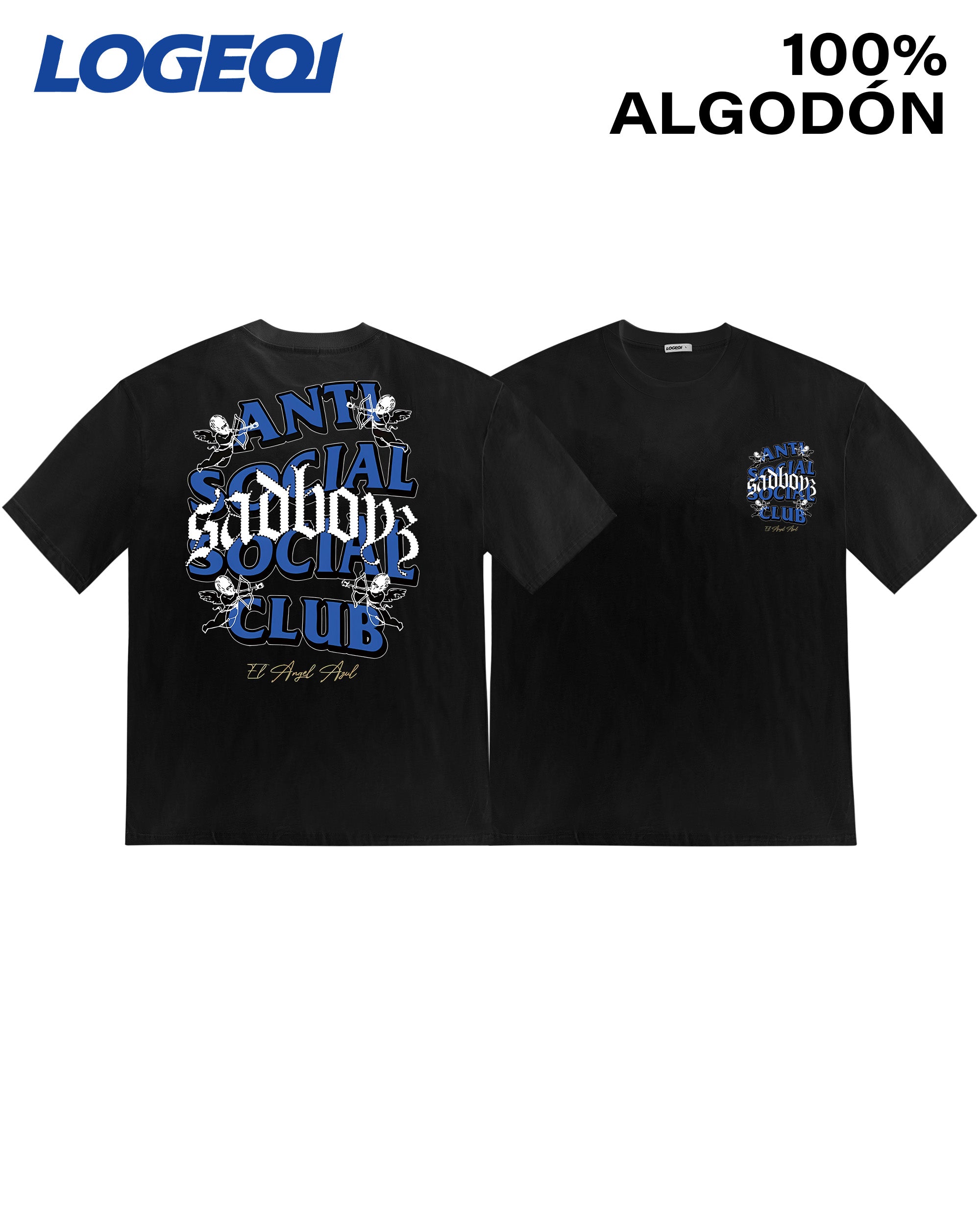 Streetwear Oversized Gothic Graphic Tees with Lettering & Skull Angel