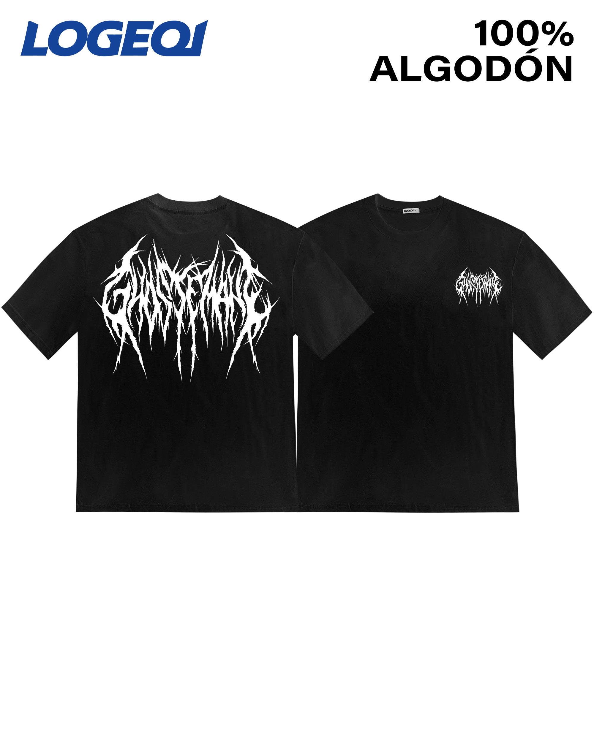 Men’s Streetwear Metal-Inspired Lettering Graphic Band Tees