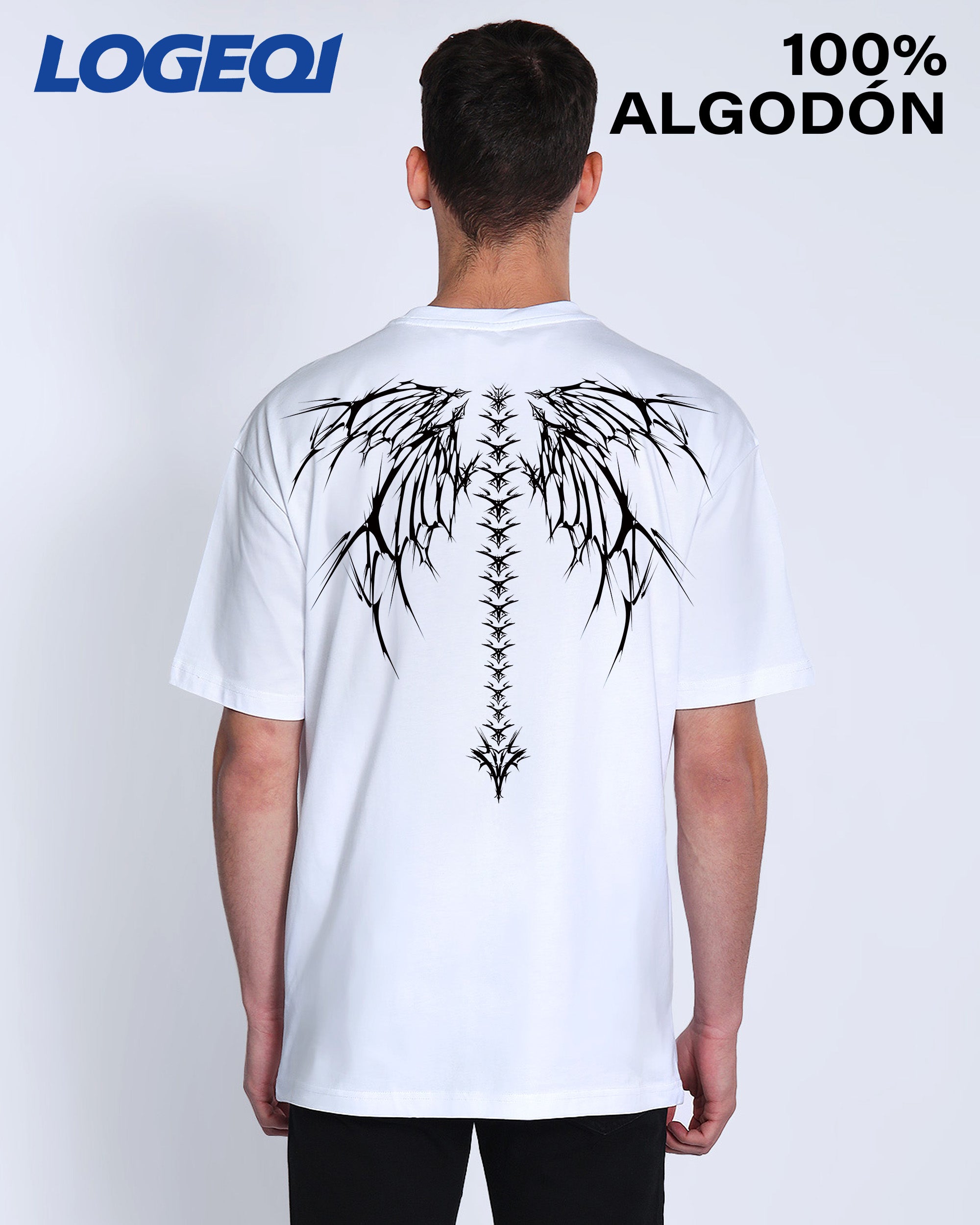 Men’s Streetwear Gothic Skeletal Wing Spine Graphic T-Shirts