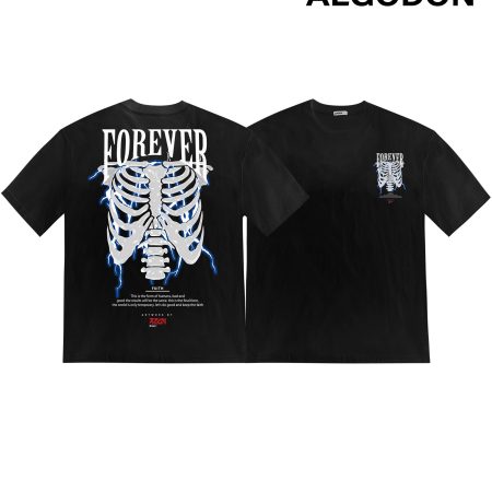 Men's FOREVER Skeleton Ribcage Graphic Tees 100% Cotton