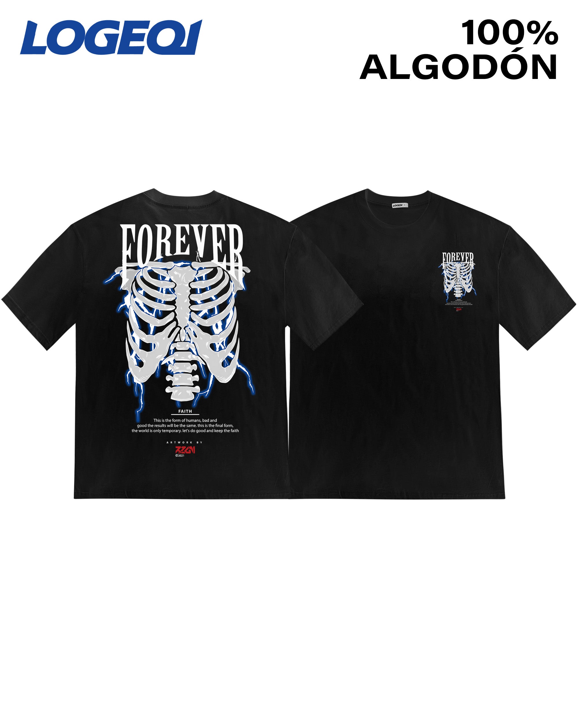 Men’s FOREVER Skeleton Ribcage Graphic Tees 100% Cotton