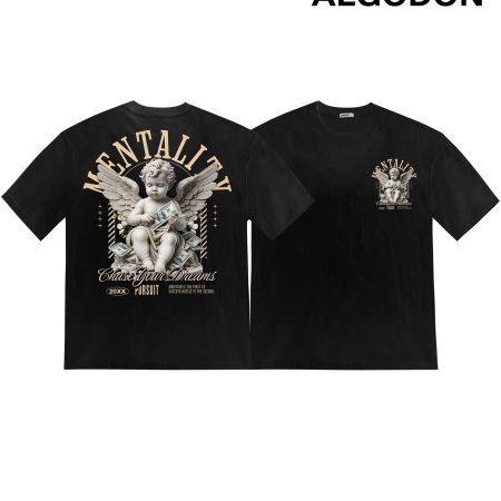 Oversized Streetwear MENTALITY Angel Graphic Tees 100% Cotton