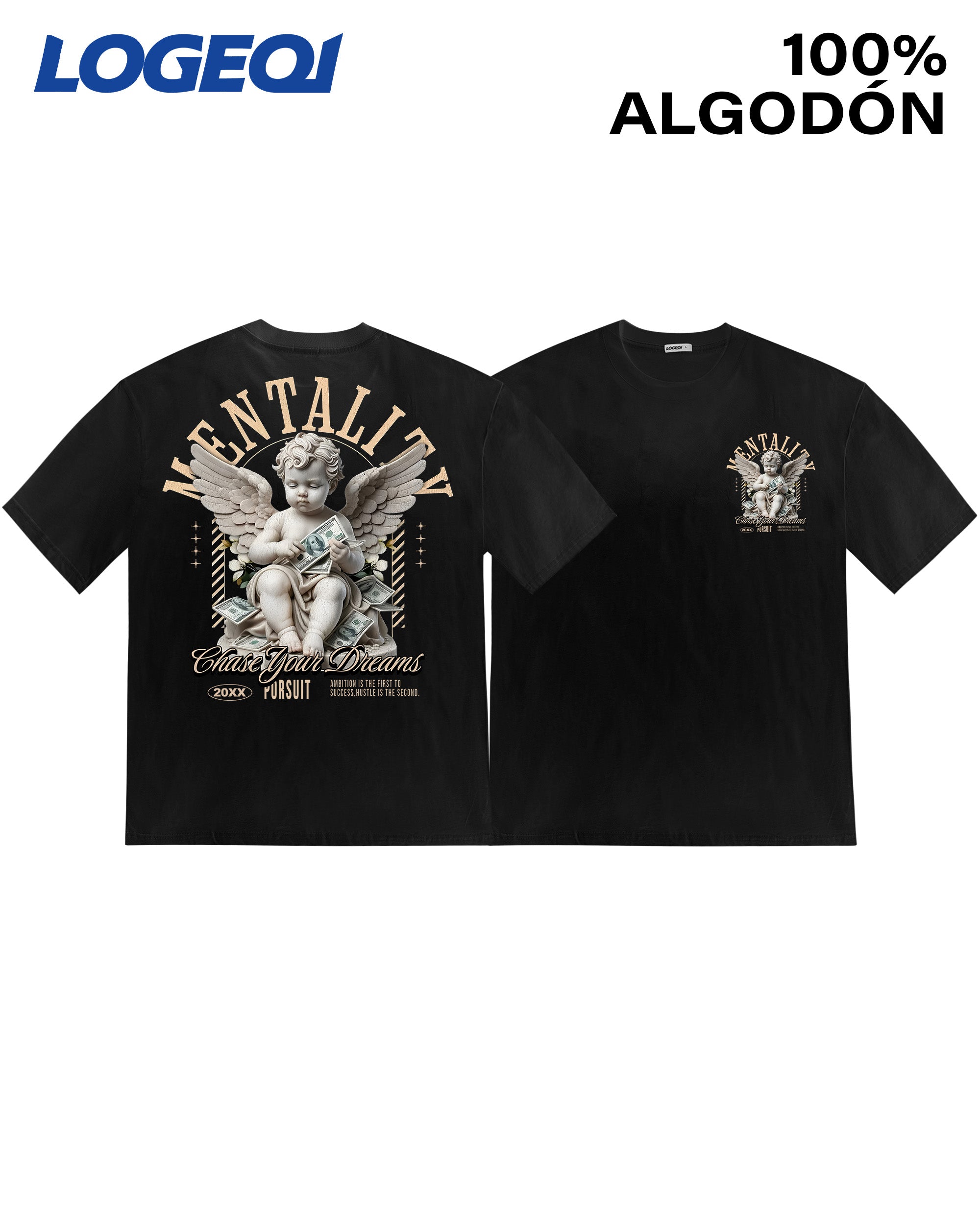 Oversized Streetwear MENTALITY Angel Graphic Tees 100% Cotton