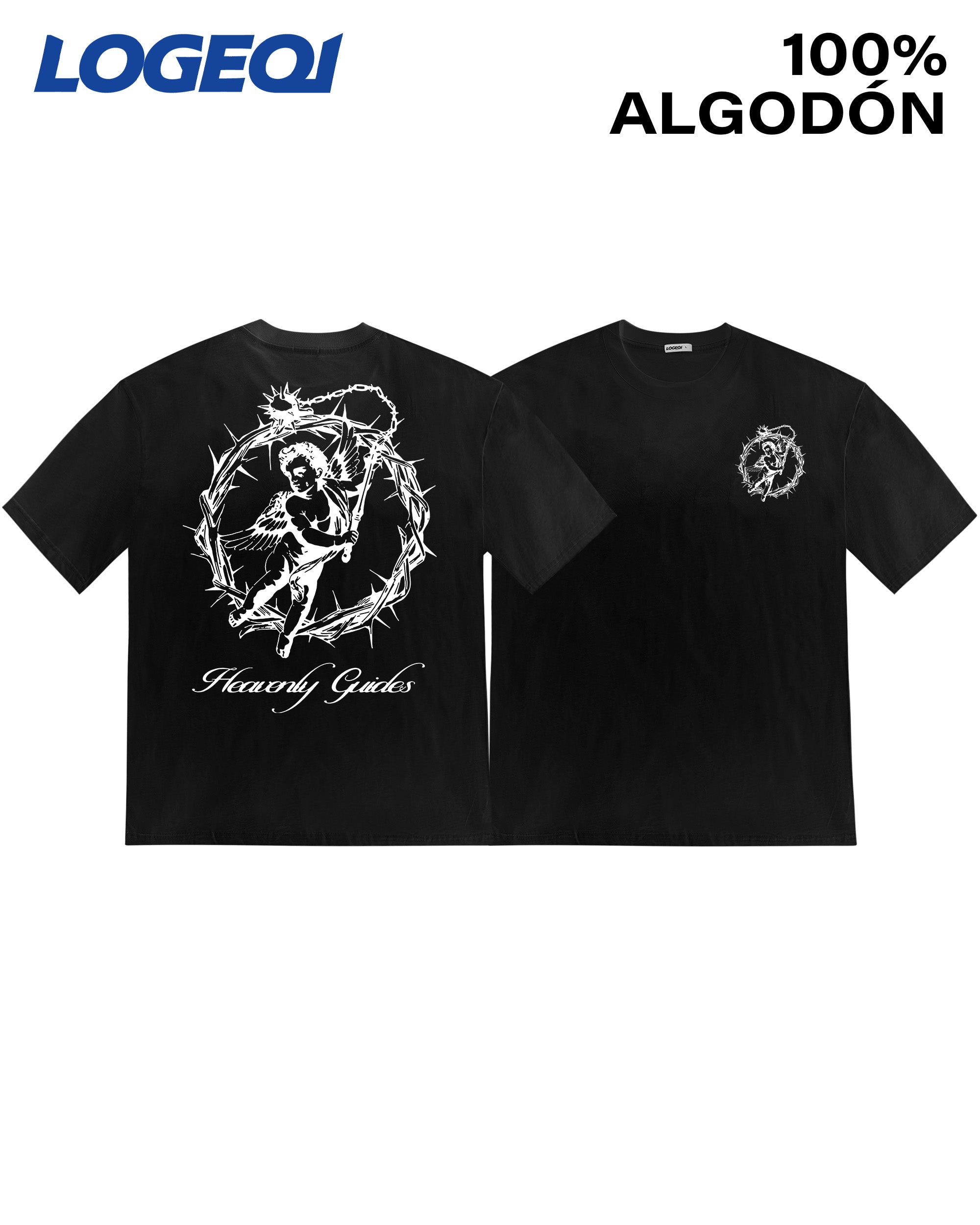 Men’s Oversized Streetwear Heavenly Guides Angel Graphic Tees