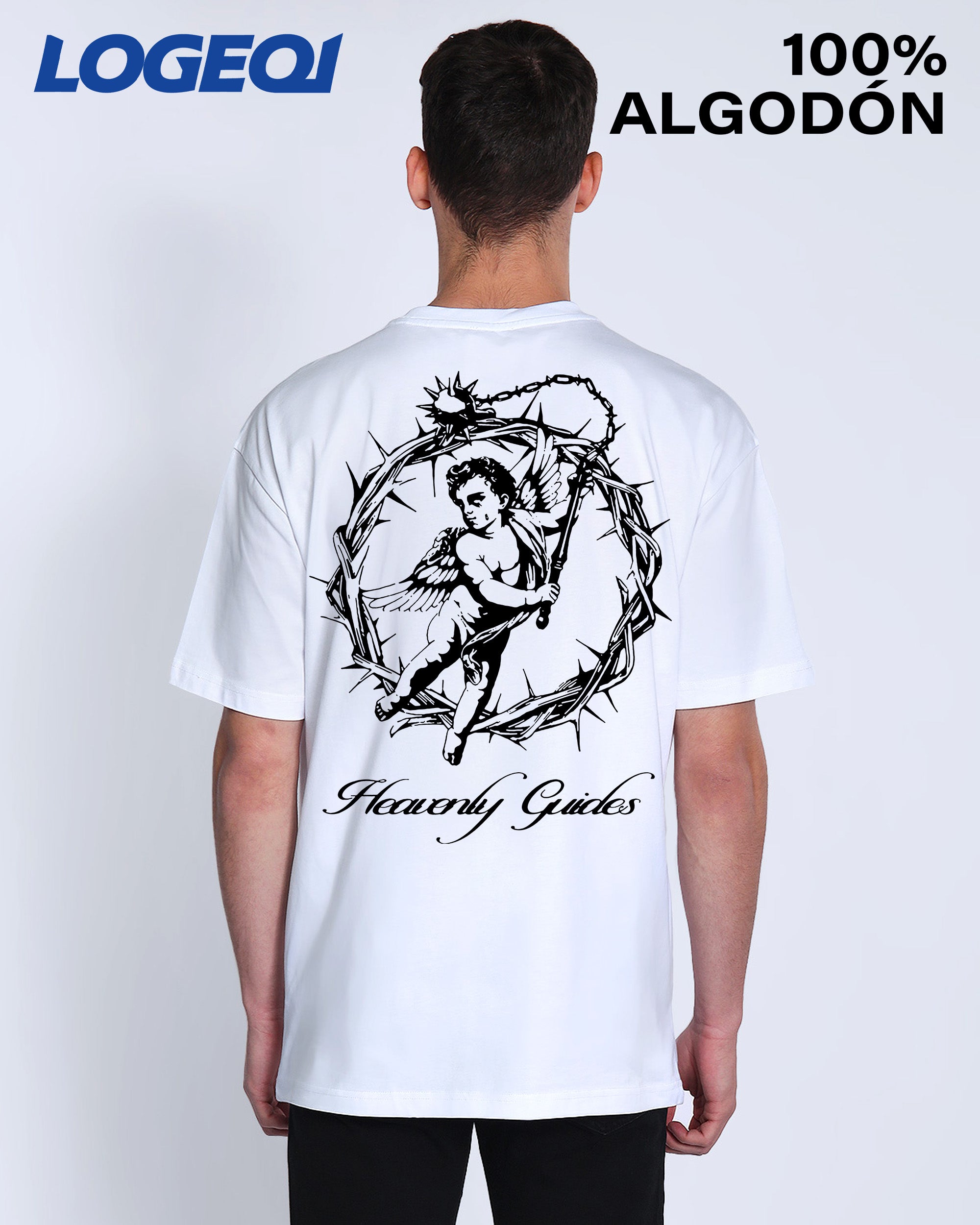 Men’s Oversized Streetwear Heavenly Guides Angel Graphic Tees