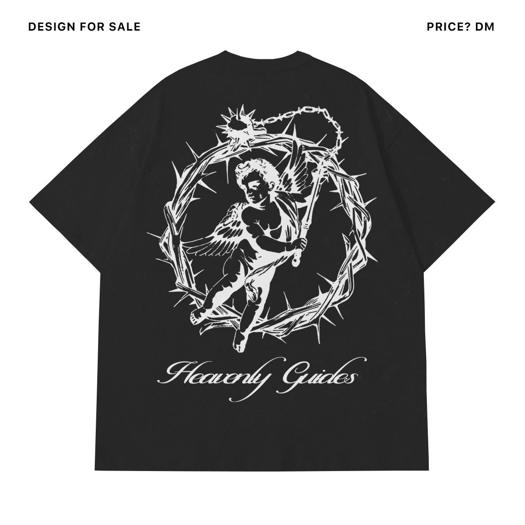 Men’s Oversized Streetwear Heavenly Guides Angel Graphic Tees