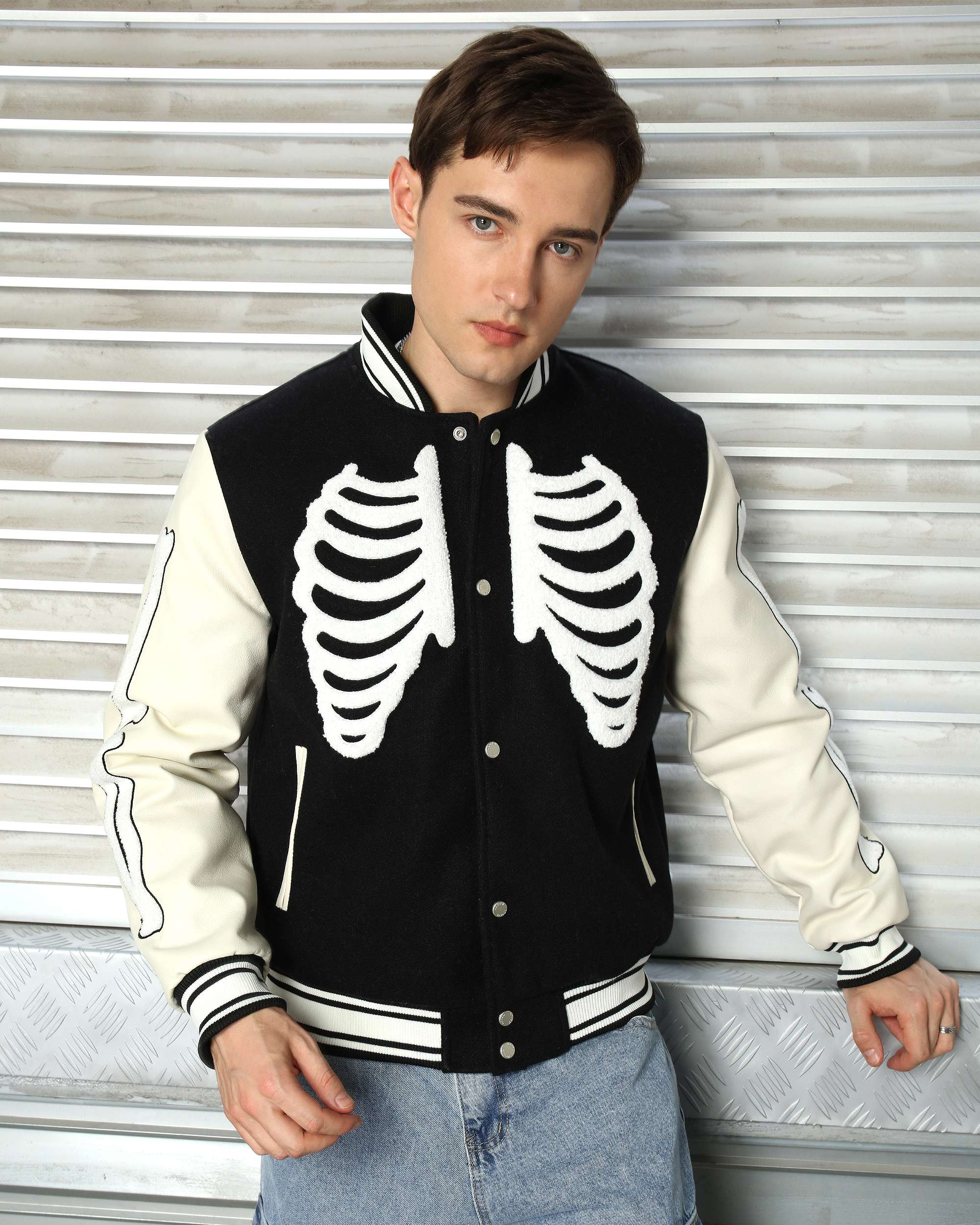 Men’s 3D Skeleton Varsity Jackets Oversized Streetwear