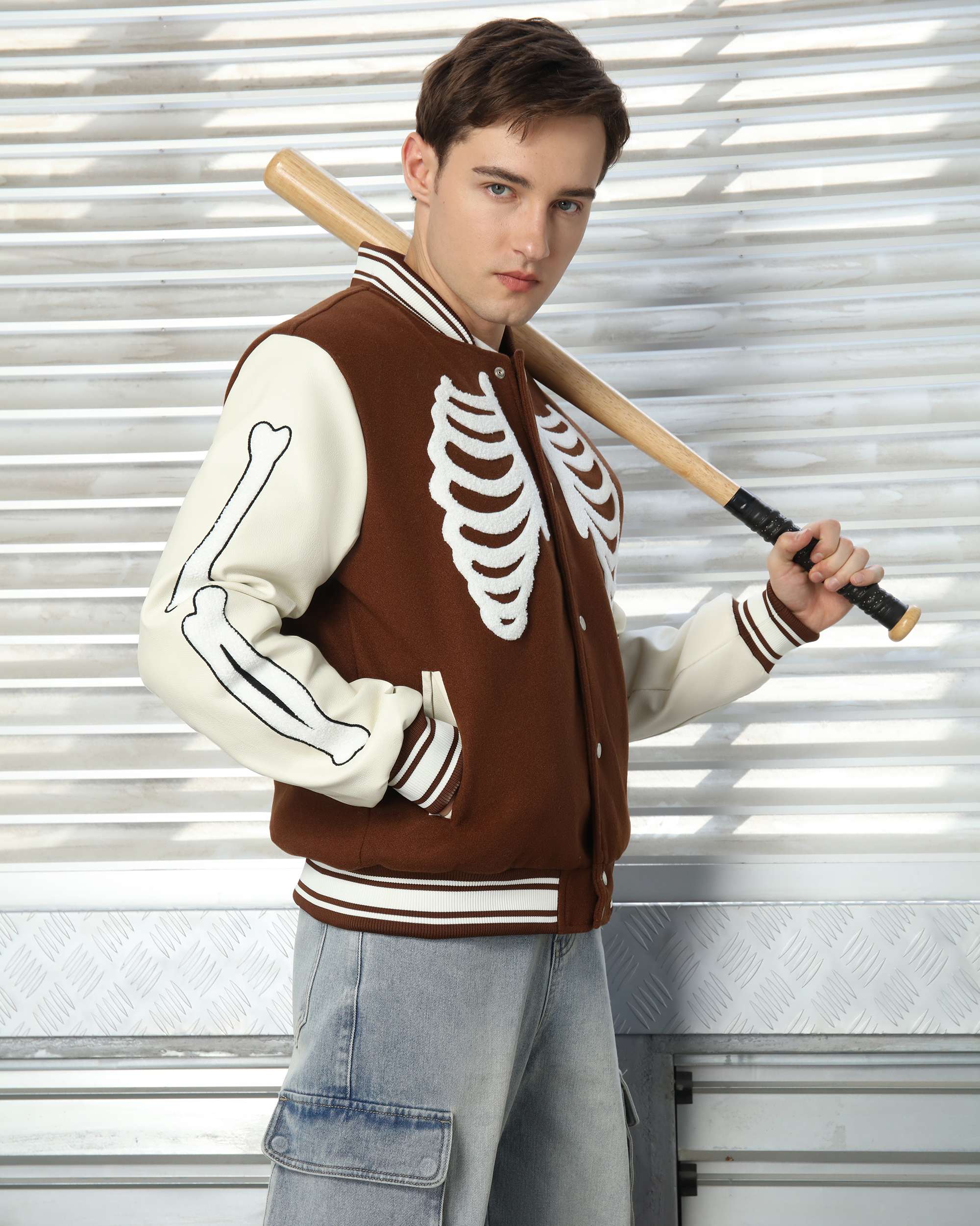 Men’s 3D Skeleton Varsity Jackets Oversized Streetwear