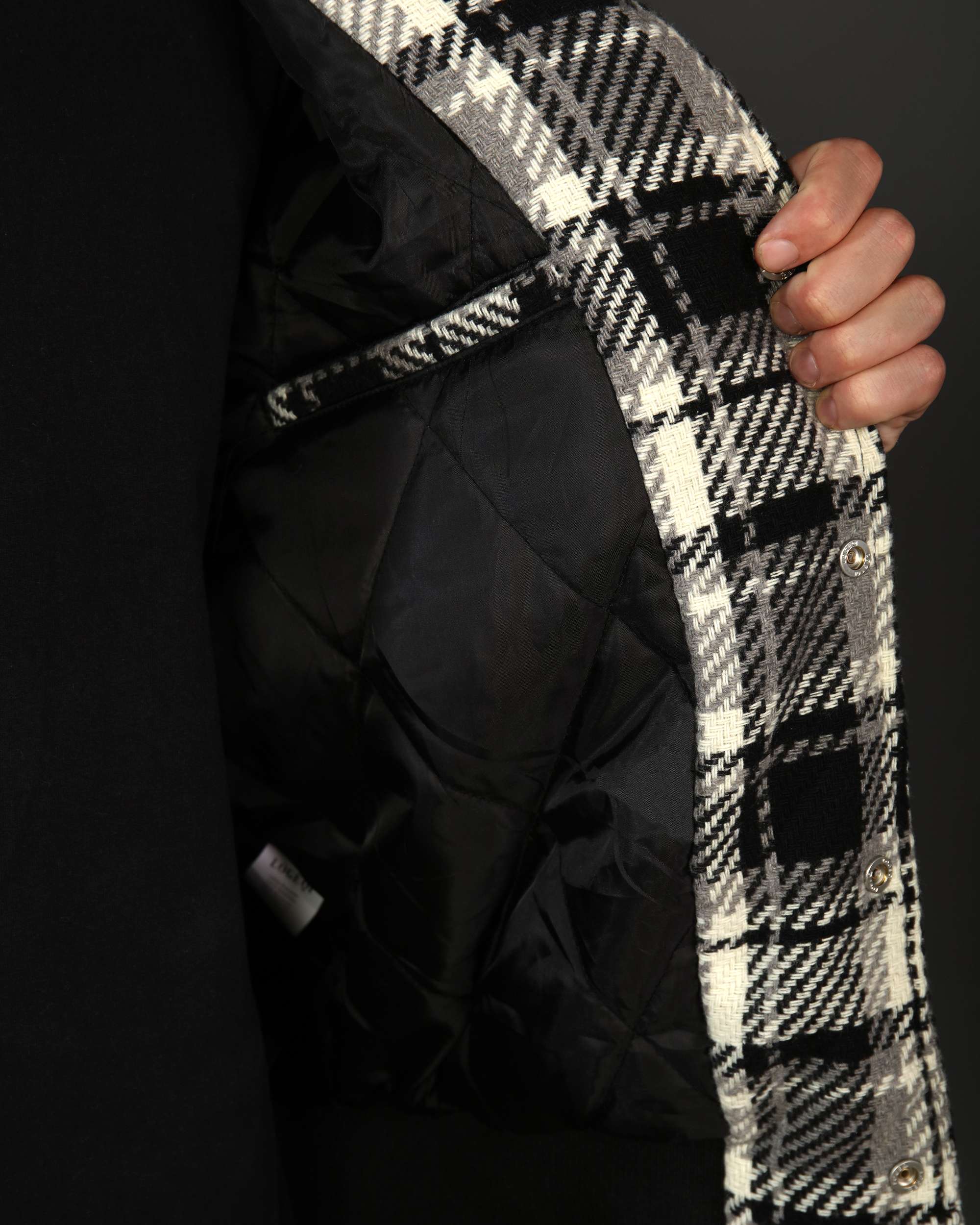Men’s Black & Khaki Plaid Shirt Jackets with Retro Check