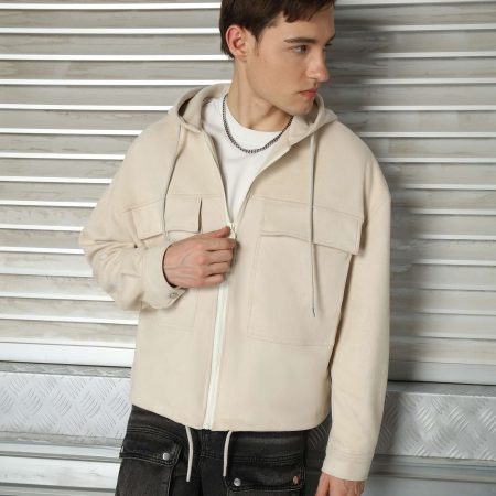Men’s Zip-Up Hooded Shackets with Cargo Pockets Warm