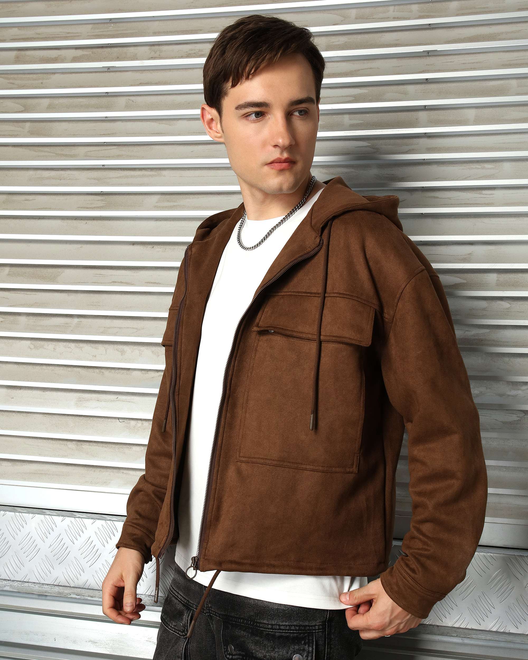 Men’s Zip-Up Hooded Shackets with Cargo Pockets Warm