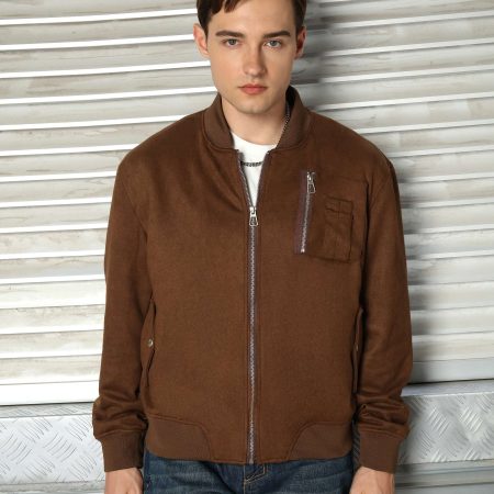 Men’s Classic Zip-Front Bomber Jackets Grey/Khaki/Coffee