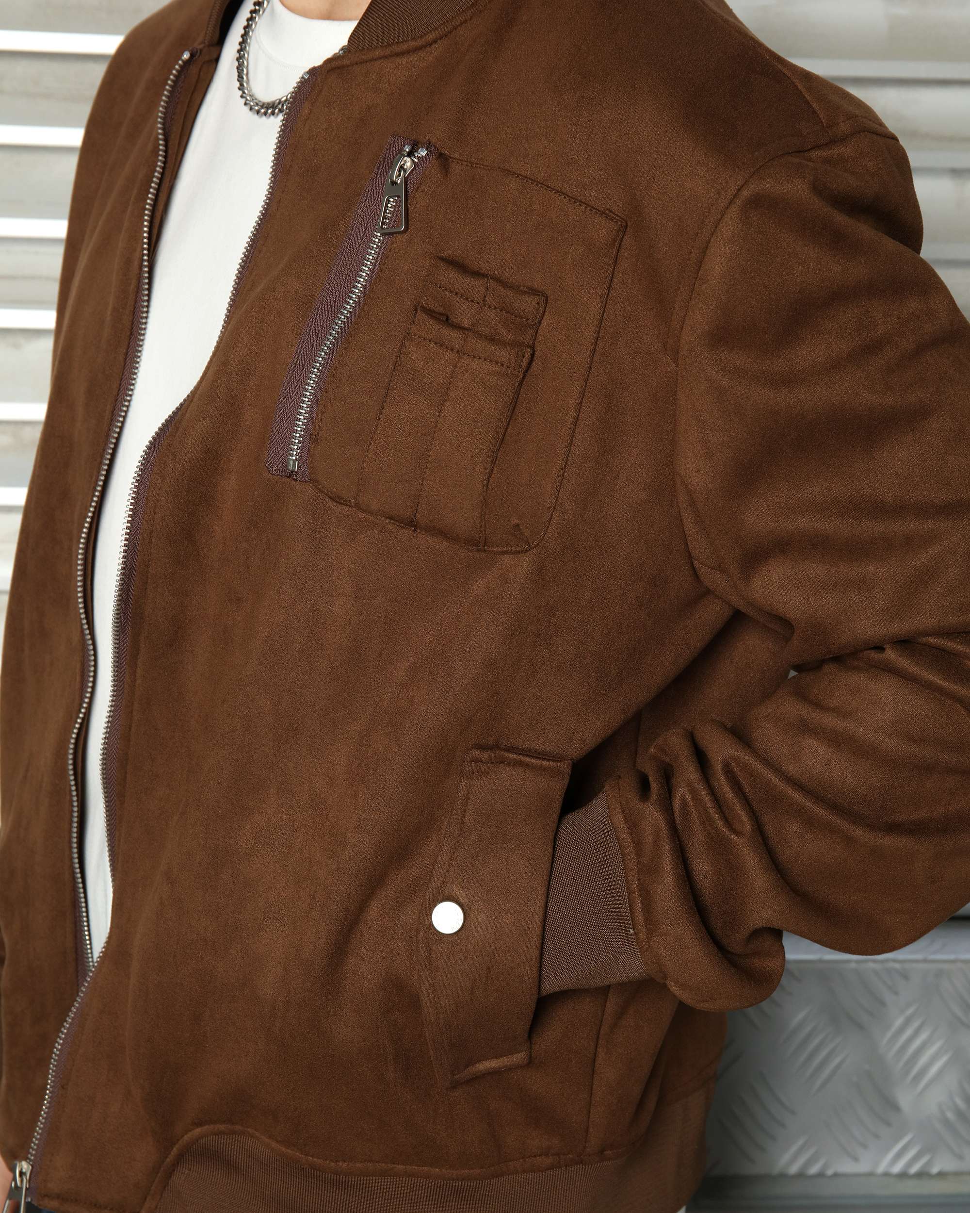 Men’s Classic Zip-Front Bomber Jackets Grey/Khaki/Coffee
