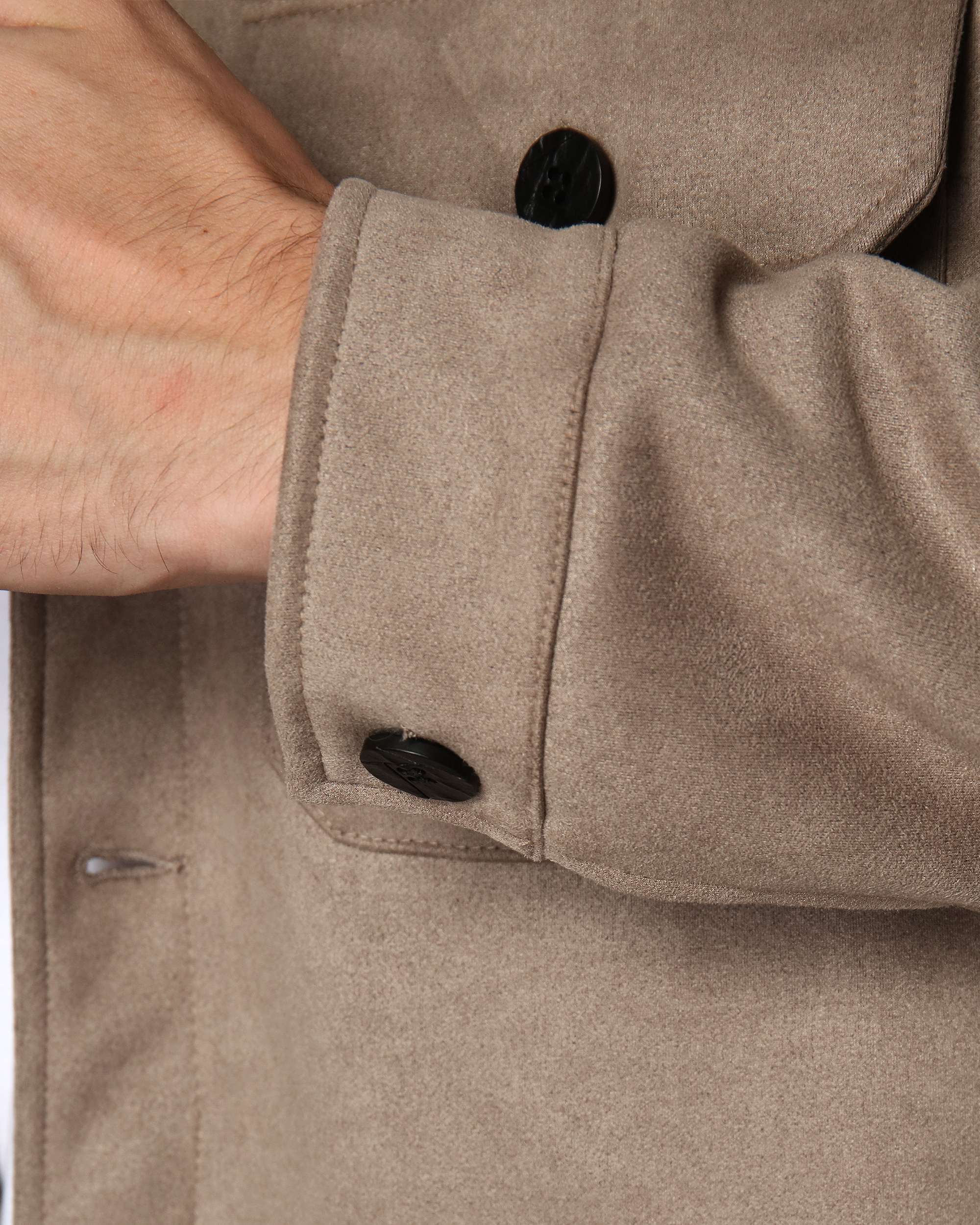 Men’s Casual Solid Color Button-Up Shackets Grey/Khaki/Coffee