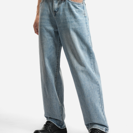Men’s Casual Loose Fit Light Blue Baggy Jeans