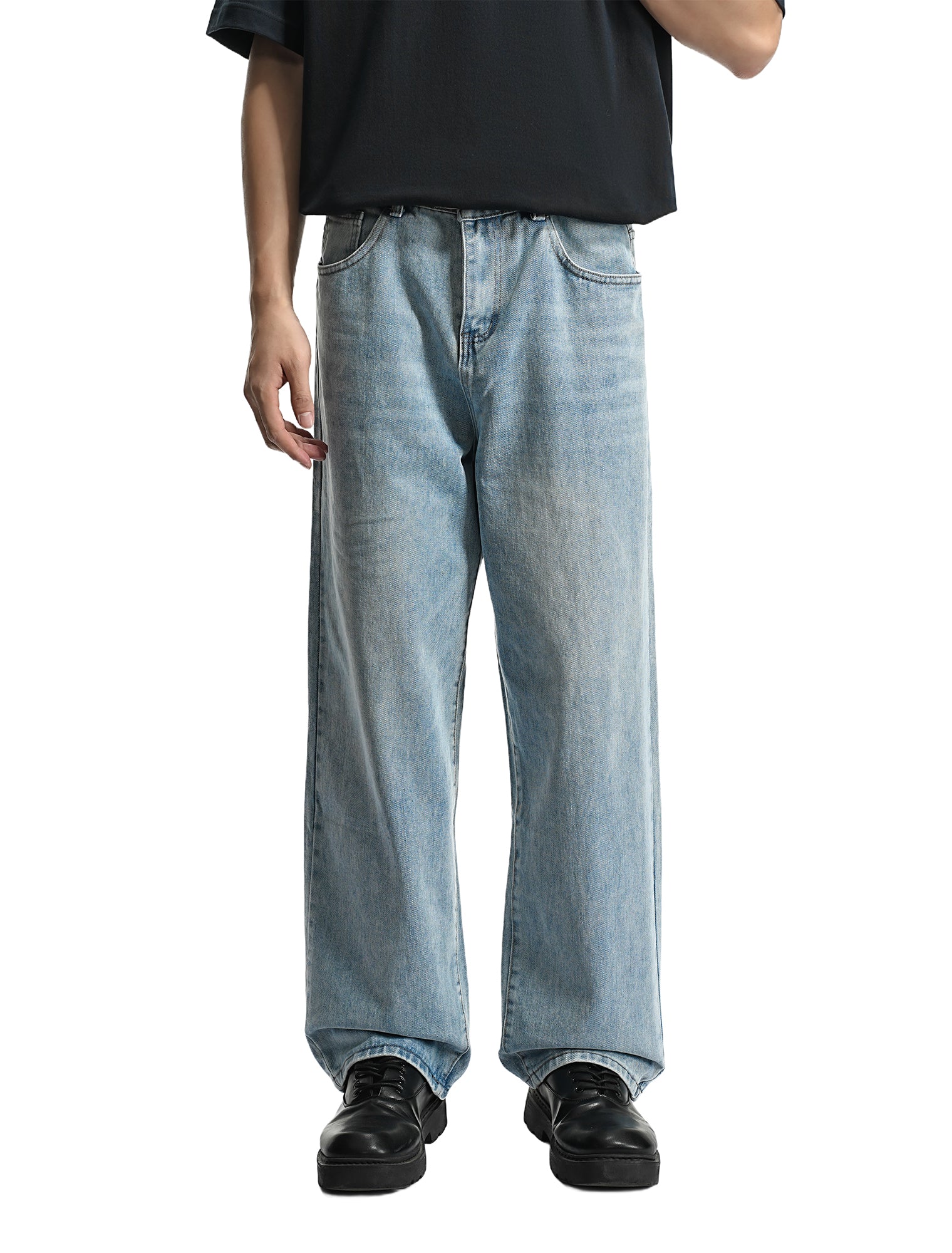Men’s Casual Loose Fit Light Blue Baggy Jeans