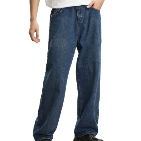 Streetwear Men’s Vintage Dark Blue Loose Baggy Jeans