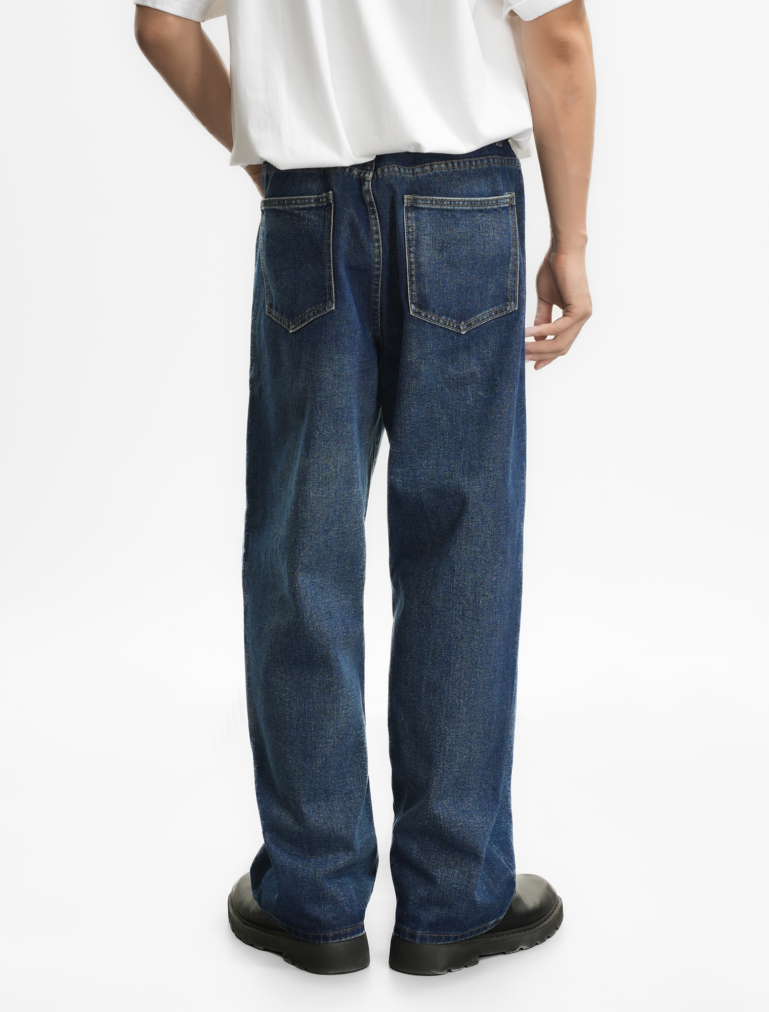 Streetwear Men’s Vintage Dark Blue Loose Baggy Jeans