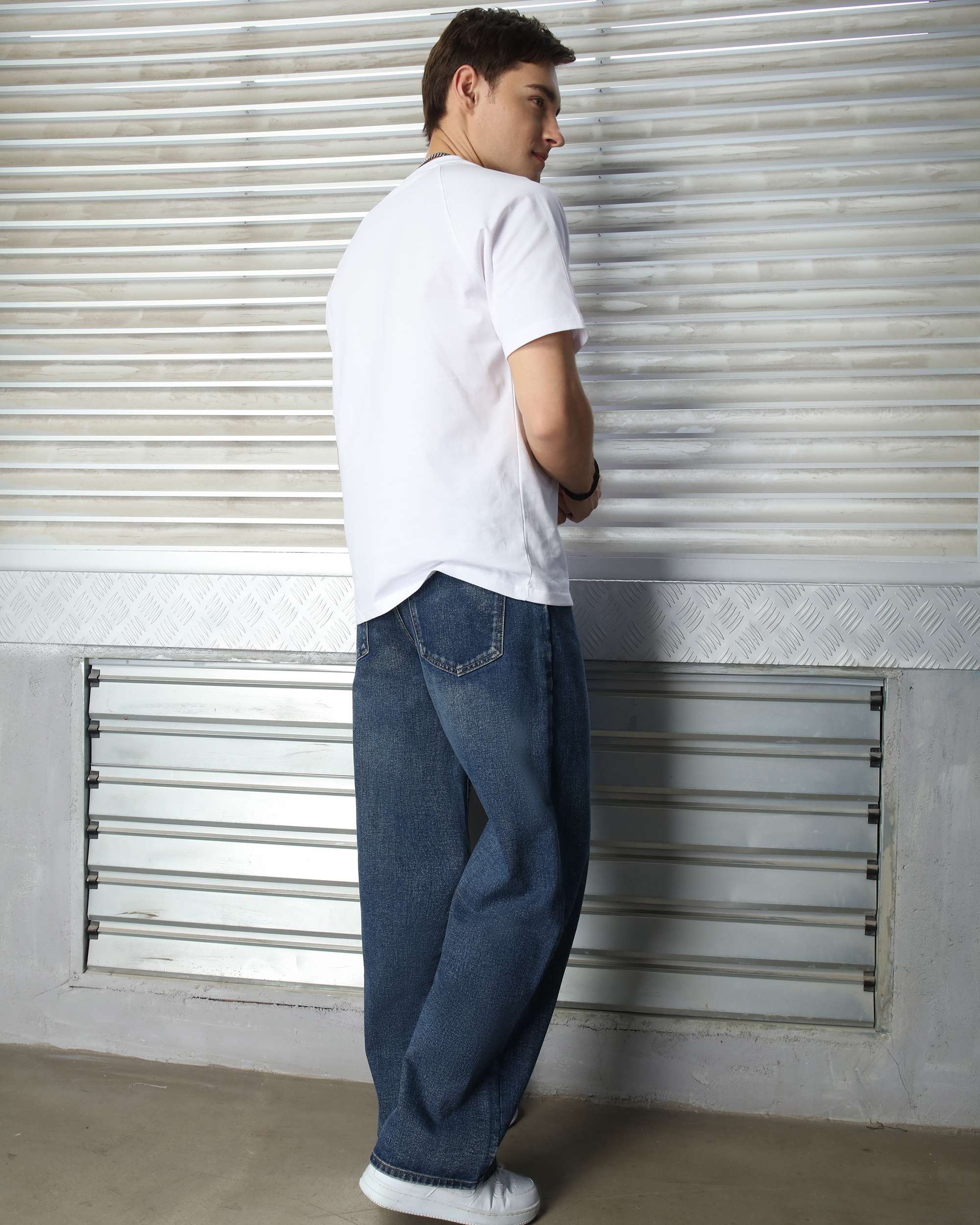 Streetwear Men’s Vintage Dark Blue Loose Baggy Jeans