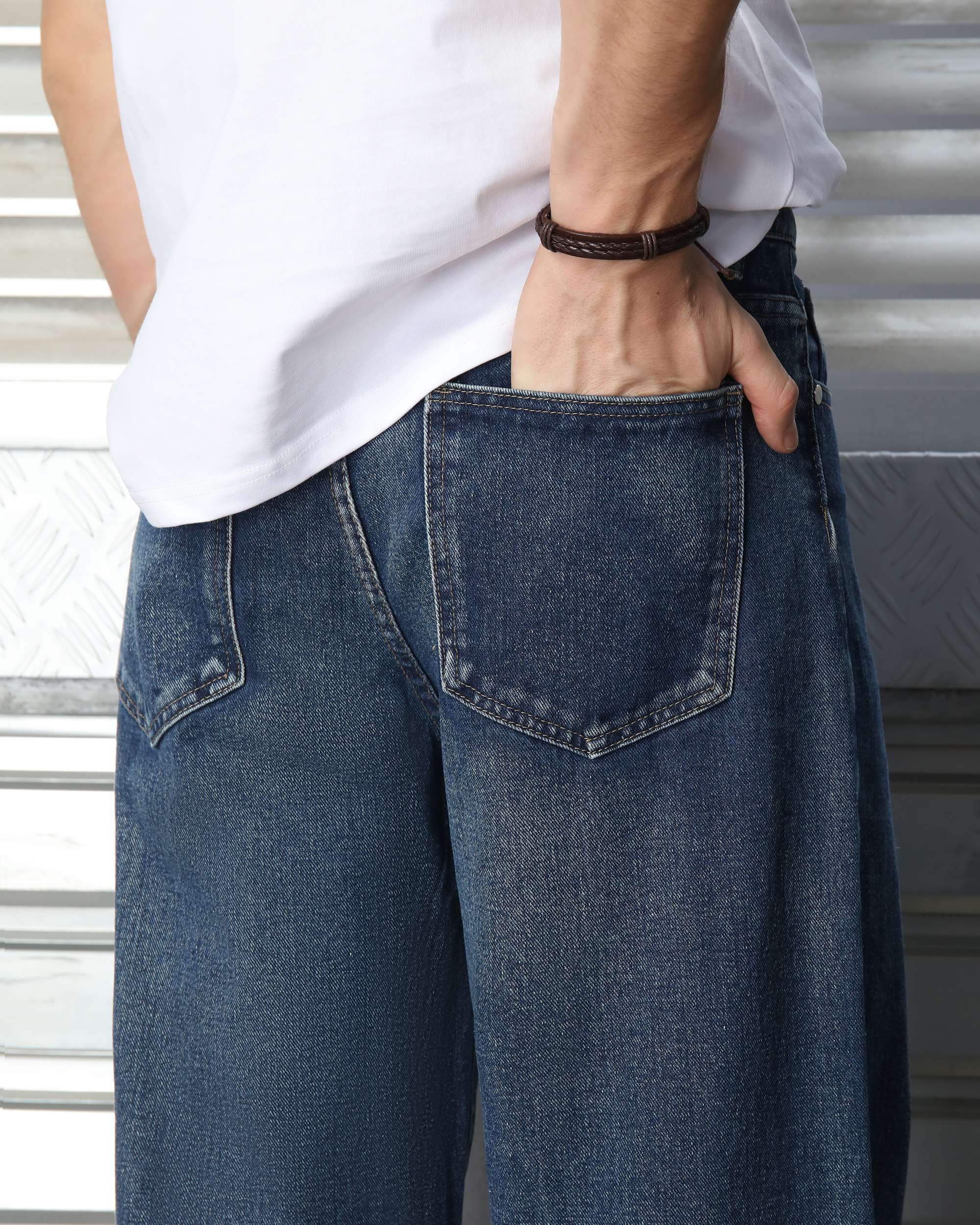 Streetwear Men’s Vintage Dark Blue Loose Baggy Jeans